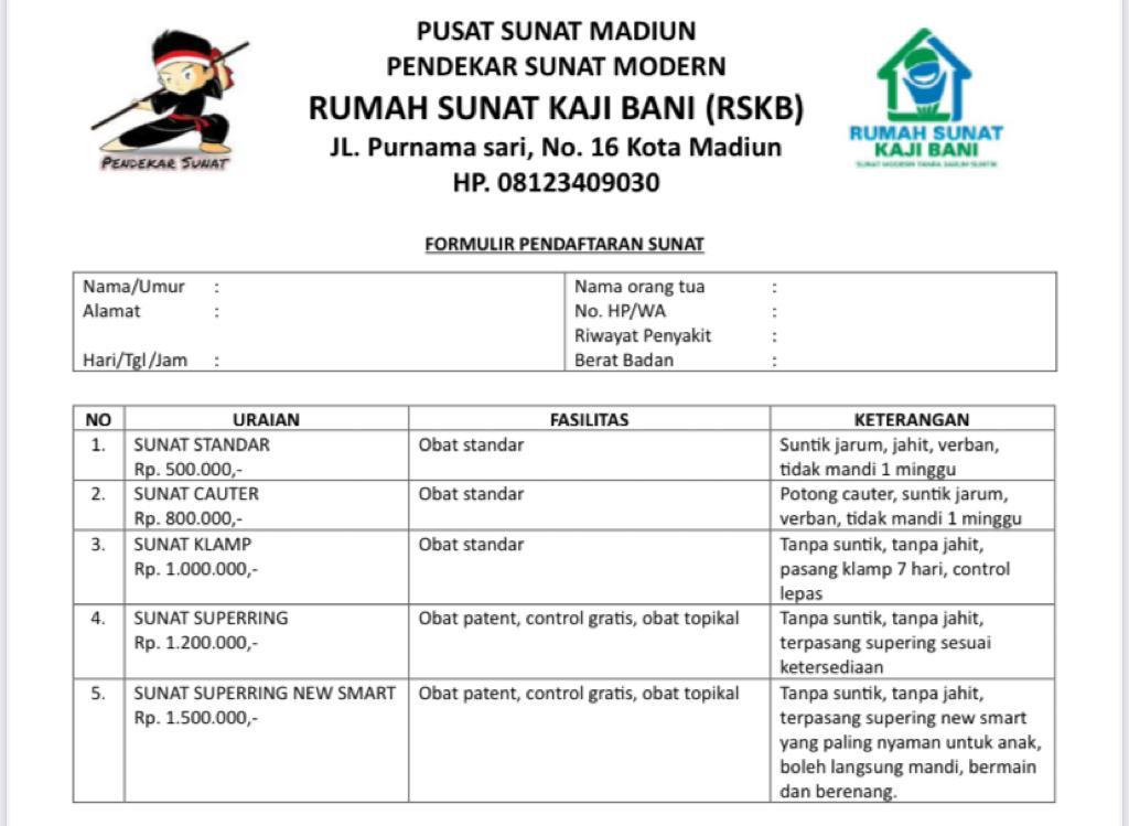 Biaya Sunat Modern Kaji Bani Madiun